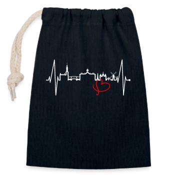 Amsterdam Skyline Niederlande Herzschlag Holland - Verschließbarer Geschenkbeutel aus Baumwolle (14x20cm) - Navy - Vorne
