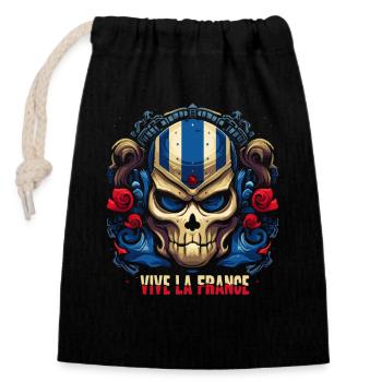 Vive la France - Sac cadeau en coton avec cordon (14 x 20 cm) - noir - Devant