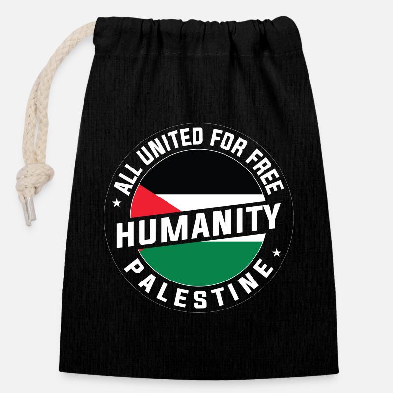 Free Palestine - Closable cotton gift bag (14x20cm) - black