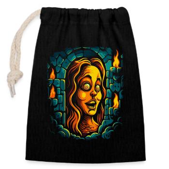 Die Schrecken der Horror-Frau im Kerker - Verschließbarer Geschenkbeutel aus Baumwolle (14x20cm) - Schwarz - Vorne