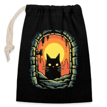 Enter the Cat's Dungeon - Closable cotton gift bag (14x20cm) - black - Front