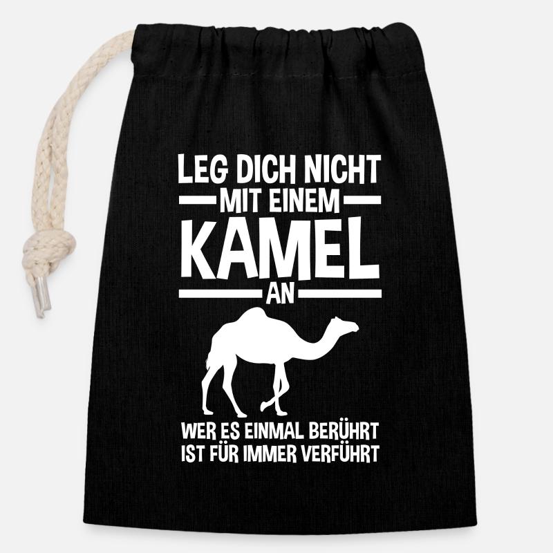 Kamel - Verschließbarer Geschenkbeutel aus Baumwolle (14x20cm) - Schwarz
