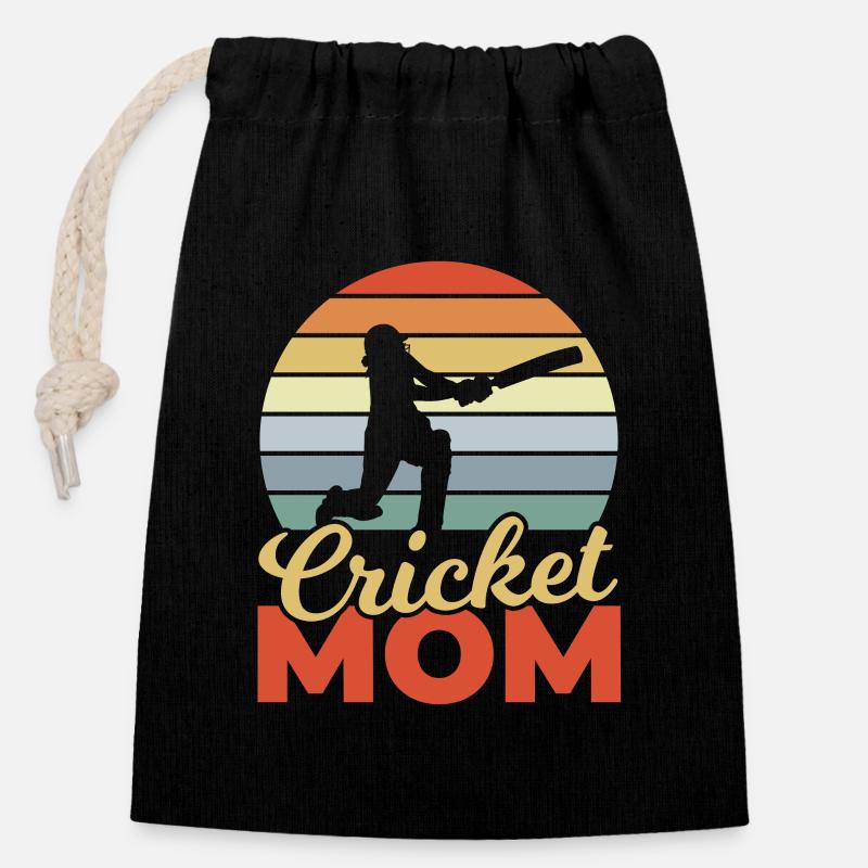 Funny Cricket Mom - Closable cotton gift bag (14x20cm) - black