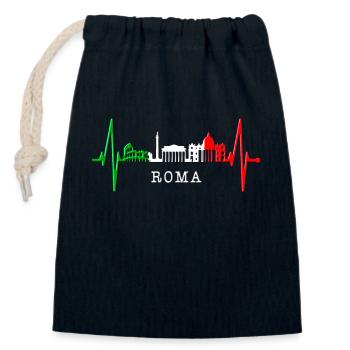 Rom Kolosseum Herzschlag Roma Skyline Rome Italien - Verschließbarer Geschenkbeutel aus Baumwolle (14x20cm) - Navy - Vorne