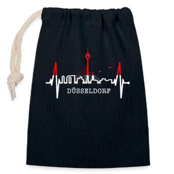 Düsseldorf Skyline Heartbeat Chers habitants de Düsseldorf - Sac cadeau en coton avec cordon (14 x 20 cm) - bleu marine - Devant
