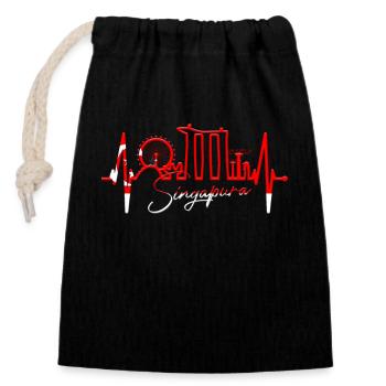 Singapore Skyline Heartbeat Asia I Love Singapore - Closable cotton gift bag (14x20cm) - black - Front