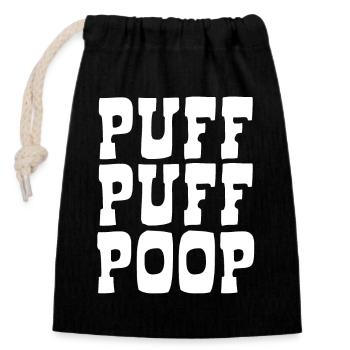 Puff Puff Poop - Cant Pull and Go Poop - Closable cotton gift bag (14x20cm) - black - Front