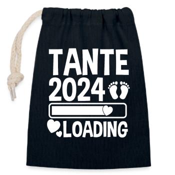 Werdende Tante 2024 - Verschließbarer Geschenkbeutel aus Baumwolle (14x20cm) - Navy - Vorne