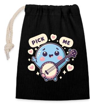 Banjo Pick Me - Closable cotton gift bag (14x20cm) - black - Front