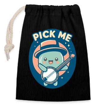 Banjo Pick Me - Closable cotton gift bag (14x20cm) - black - Front