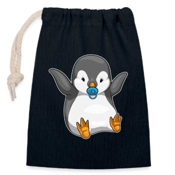 Penguin Baby Pacifier - Closable cotton gift bag (14x20cm) - navy - Front
