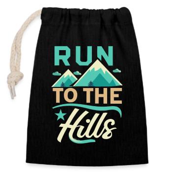 Run to the Hills Läufer Runner Jogger - Verschließbarer Geschenkbeutel aus Baumwolle (14x20cm) - Schwarz - Vorne
