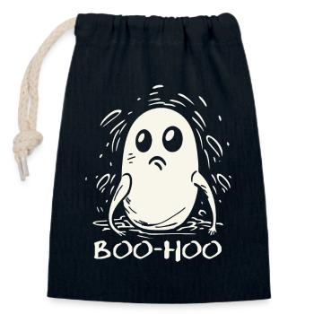 The Disappointed, Sad-Funny Little Ghost - Closable cotton gift bag (14x20cm) - navy - Front