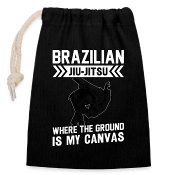 Brazilian Jiu-Jitsu where the ground is my Canvas - Verschließbarer Geschenkbeutel aus Baumwolle (14x20cm) - Schwarz - Vorne