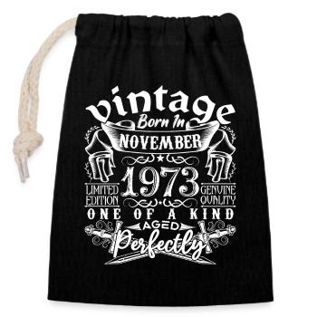 1973 Novembre 1973 anniversaire November 1973 - Sac cadeau en coton avec cordon (14 x 20 cm) - noir - Devant