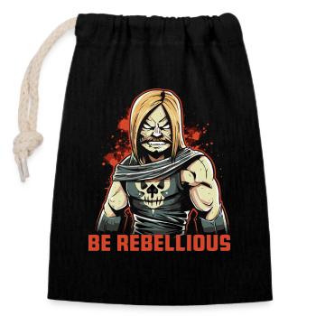 Soyez rebelle comme un motocycliste rocker - Sac cadeau en coton avec cordon (14 x 20 cm) - noir - Devant