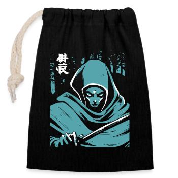 Japanese Horror Ghost - Closable cotton gift bag (14x20cm) - black - Front