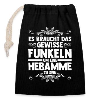 Geburtshelferin Hebamme - Verschließbarer Geschenkbeutel aus Baumwolle (14x20cm) - Schwarz - Vorne