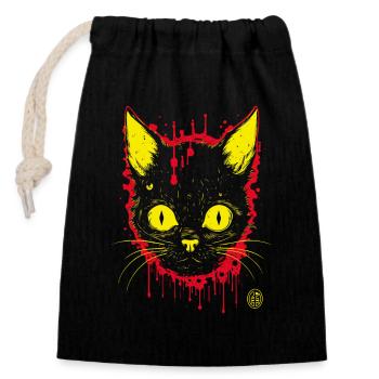 Chat d’horreur - Sac cadeau en coton avec cordon (14 x 20 cm) - noir - Devant