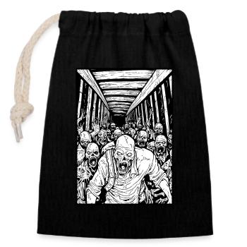 Le tunnel de la horde de zombies de l’horreur - Sac cadeau en coton avec cordon (14 x 20 cm) - noir - Devant