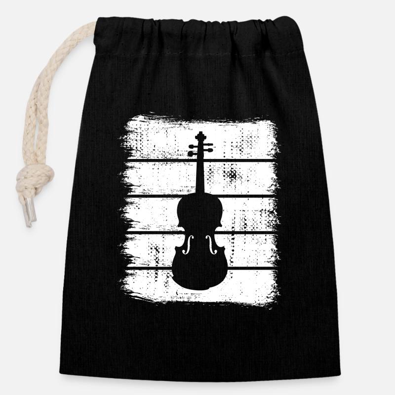 Violin - Closable cotton gift bag (14x20cm) - black
