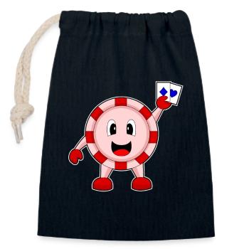 Poker Poker Jetons Cartes de poker - Sac cadeau en coton avec cordon (14 x 20 cm) - bleu marine - Devant