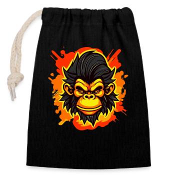 Un singe fort - Sac cadeau en coton avec cordon (14 x 20 cm) - noir - Devant