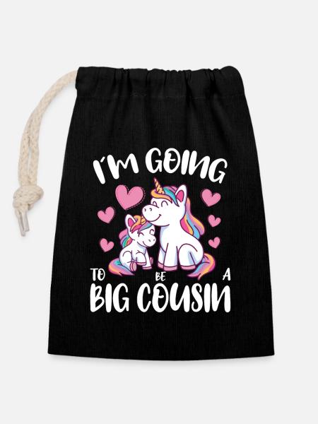 Promues au rang de Licornes Big Cousin New Big Cousins - Sac cadeau en coton avec cordon (14 x 20 cm) - noir