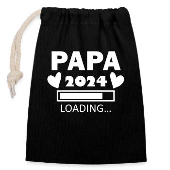 Papa 2024 - Papa werden - Papa Geschenk - Verschließbarer Geschenkbeutel aus Baumwolle (14x20cm) - Schwarz - Vorne