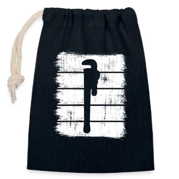 Water Pipe Wrench Sketch - Closable cotton gift bag (14x20cm) - navy - Front