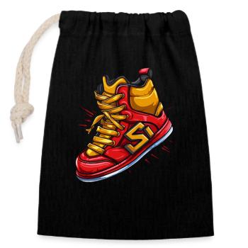 Cartoon Sneakers - Closable cotton gift bag (14x20cm) - black - Front