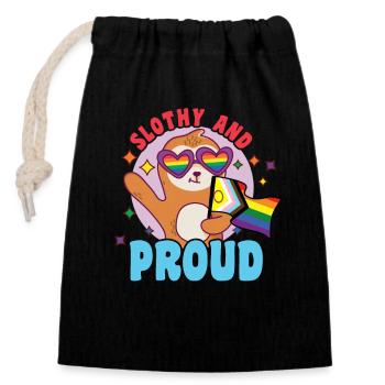 Fabelhaftes Faultier-Leben mit LGBT-Flagge - Verschließbarer Geschenkbeutel aus Baumwolle (14x20cm) - Schwarz - Vorne