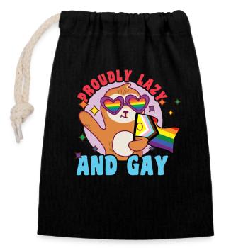 Fabelhaftes Faultier-Leben mit LGBT-Flagge - Verschließbarer Geschenkbeutel aus Baumwolle (14x20cm) - Schwarz - Vorne