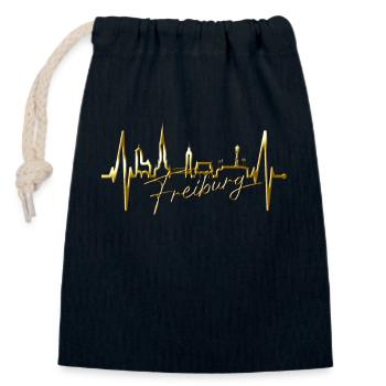 Freiburg im Breisgau Skyline Heartbeat Freiburger - Closable cotton gift bag (14x20cm) - navy - Front