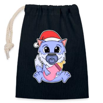 Wolf Baby Christmas - Closable cotton gift bag (14x20cm) - navy - Front