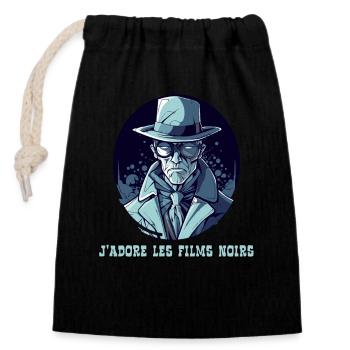J'adore le film noir, I Love Film Noir - Closable cotton gift bag (14x20cm) - black - Front