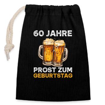 60 Geburtstag Bier Bierliebhaber 60 Jahre Spruch - Verschließbarer Geschenkbeutel aus Baumwolle (14x20cm) - Schwarz - Vorne