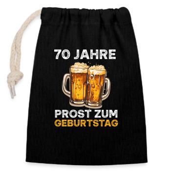 70 Geburtstag Bierliebhaber Bier 70 Jahre Spruch - Verschließbarer Geschenkbeutel aus Baumwolle (14x20cm) - Schwarz - Vorne