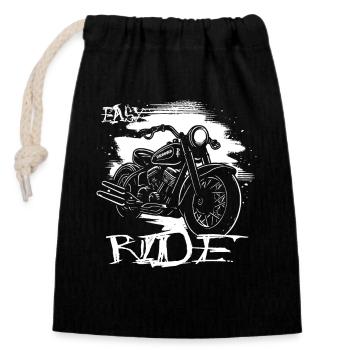 Entspannte Motorradfahrt, Motorrad Tour - Verschließbarer Geschenkbeutel aus Baumwolle (14x20cm) - Schwarz - Vorne