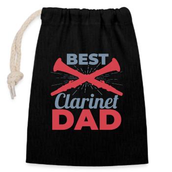 Clarinettes Papa - Sac cadeau en coton avec cordon (14 x 20 cm) - noir - Devant