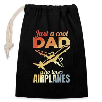 Airplane Father - Closable cotton gift bag (14x20cm) - black - Front