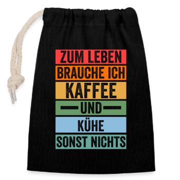Kaffee Kuh Bauernhof Kuhbauer Landwirt Rind Kühe - Verschließbarer Geschenkbeutel aus Baumwolle (14x20cm) - Schwarz - Vorne