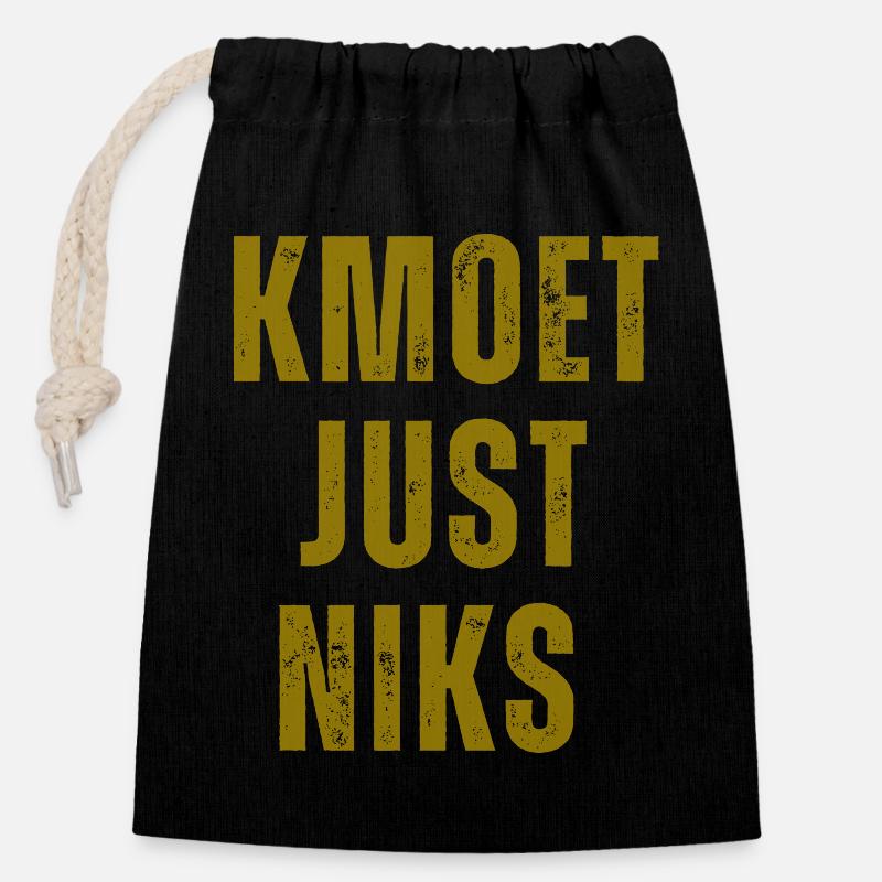 Kmoet just niks, Antwerps dialect Shirts - Sac cadeau en coton avec cordon (14 x 20 cm) - noir