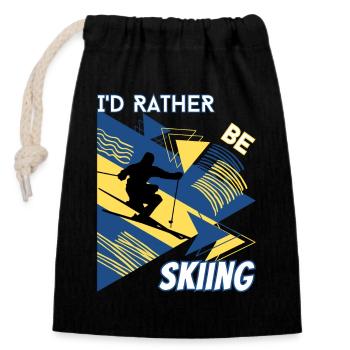 I'd Rather Ski - Ski Winter Sports Skier - Closable cotton gift bag (14x20cm) - black - Front