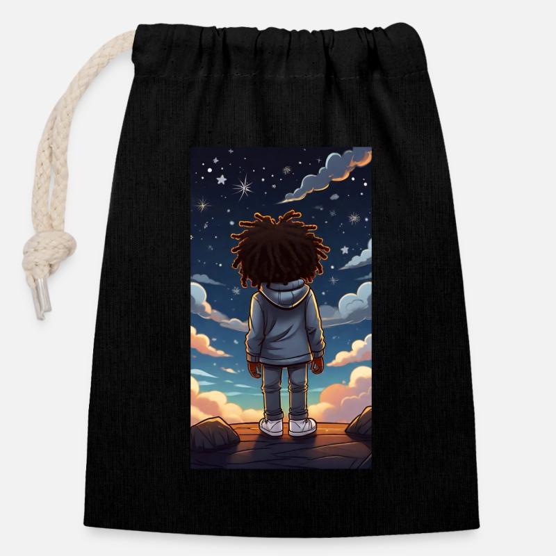 Idée cadeau Ciel nocturne Noël Bethléem - Sac cadeau en coton avec cordon (14 x 20 cm) - noir