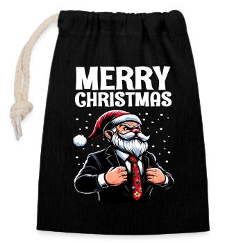 Merry Christmas Chef Imp Christmas Gnome - Closable cotton gift bag (14x20cm) - black - Front