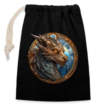Dragon creature Franzi, the guardian of the world. - Closable cotton gift bag (14x20cm) - black - Front