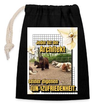 Herde Motto - Verschließbarer Geschenkbeutel aus Baumwolle (14x20cm) - Schwarz - Vorne