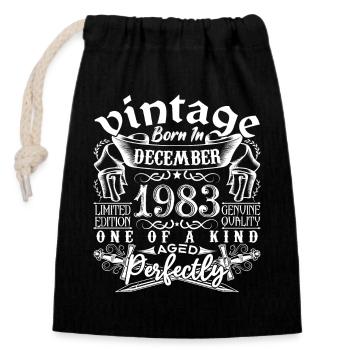 1983 December 1983 Birthday December 1983 - Closable cotton gift bag (14x20cm) - black - Front