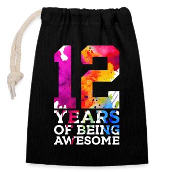 12 ANS D’ÊTRE GÉNIAL 12E ANNIVERSAIRE - Sac cadeau en coton avec cordon (14 x 20 cm) - noir - Devant
